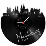 Wanduhr aus Vinyl Skyline Magdeburg