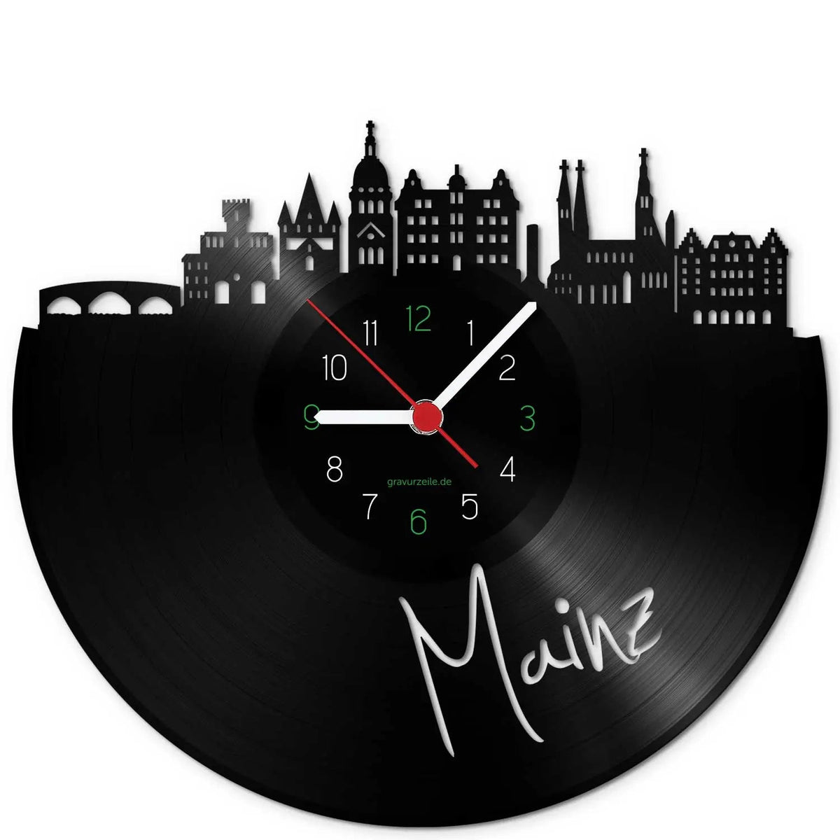 Wanduhr aus Vinyl Skyline Mainz