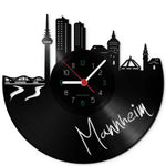 Wanduhr aus Vinyl Skyline Mannheim