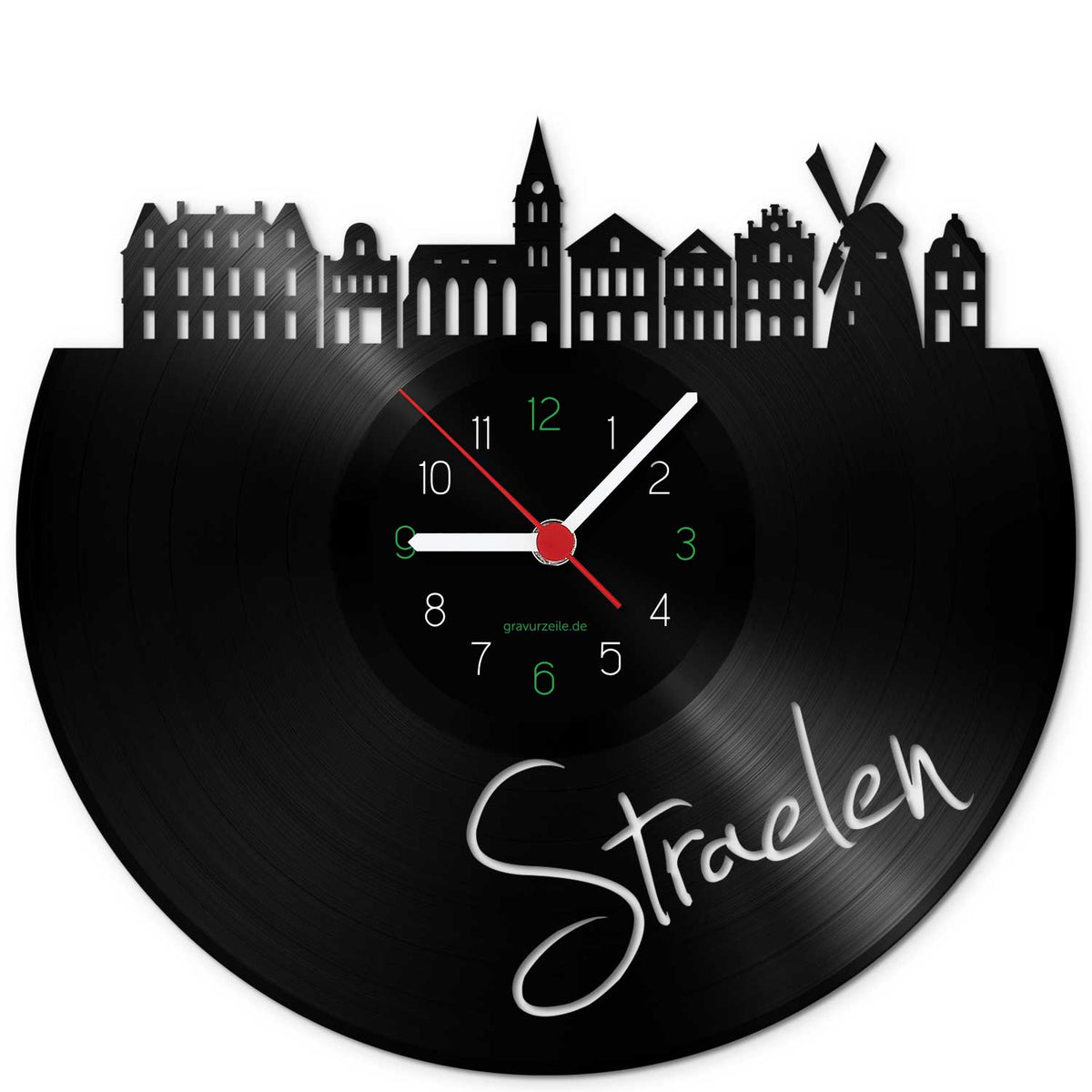 Wanduhr aus Vinyl Skyline Straelen