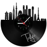 Wanduhr aus Vinyl Skyline Tokyo