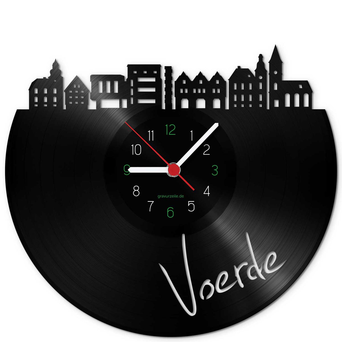 Wanduhr aus Vinyl Skyline Voerde