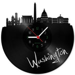 Wanduhr aus Vinyl Skyline Washington