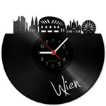 Wanduhr aus Vinyl Skyline Wien