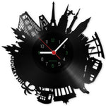 Wanduhr aus Vinyl Skyline World 2017