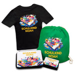 Personalisiertes Schulset - Buch - mit T-Shirt, Sportbeutel,  Federmappe & Geldbörse