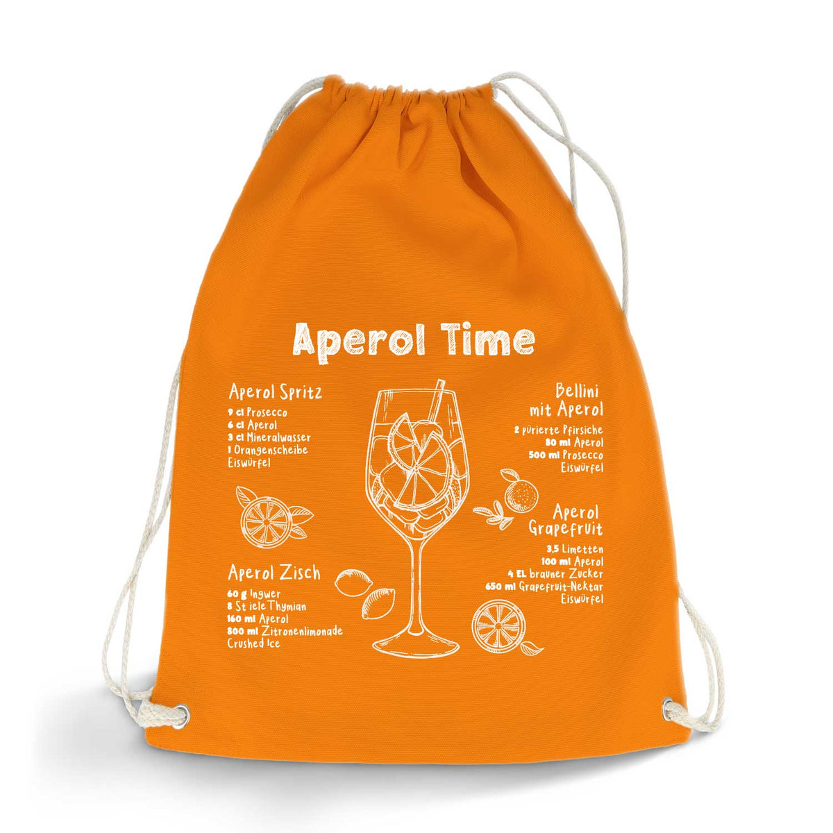 Farbiger Turnbeutel mit DTF-Druck - Aperol Rezepte