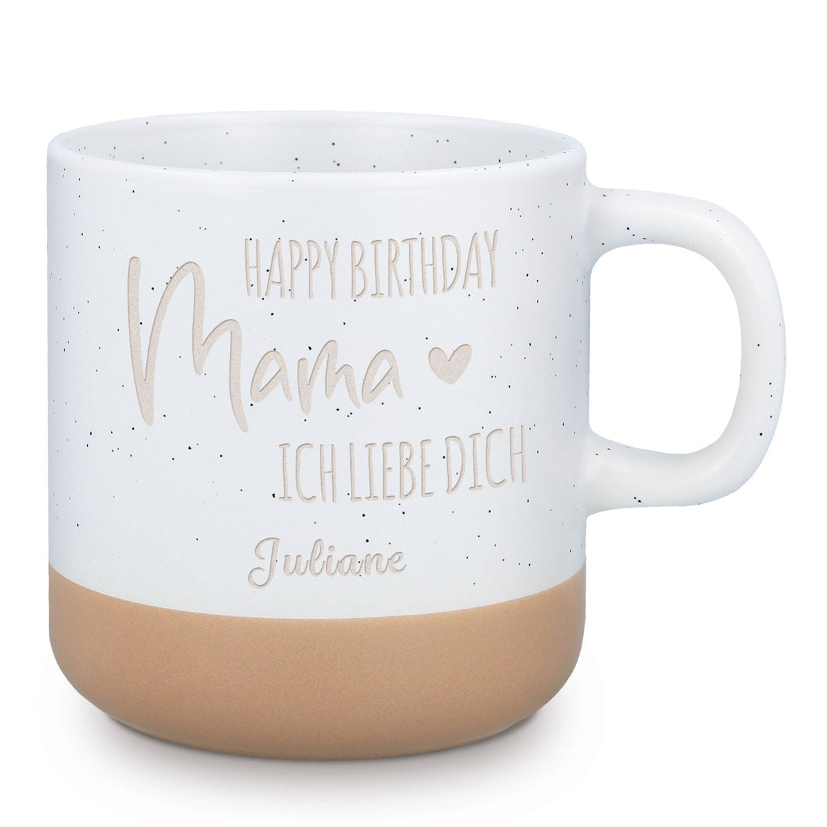 Gravierte Steingut Tasse - Happy Birthday Mama