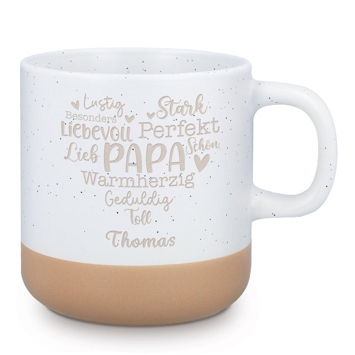 Gravierte Steingut Tasse - Papa Collage
