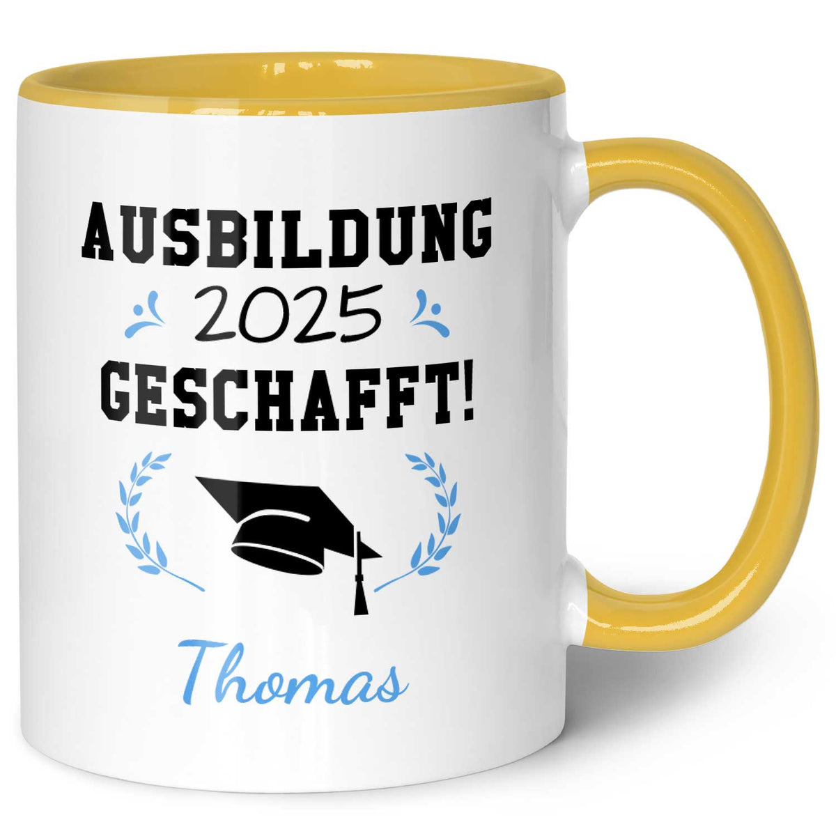Bedruckte Tasse mit Spruch - Examen - Personalisiert mit Namen