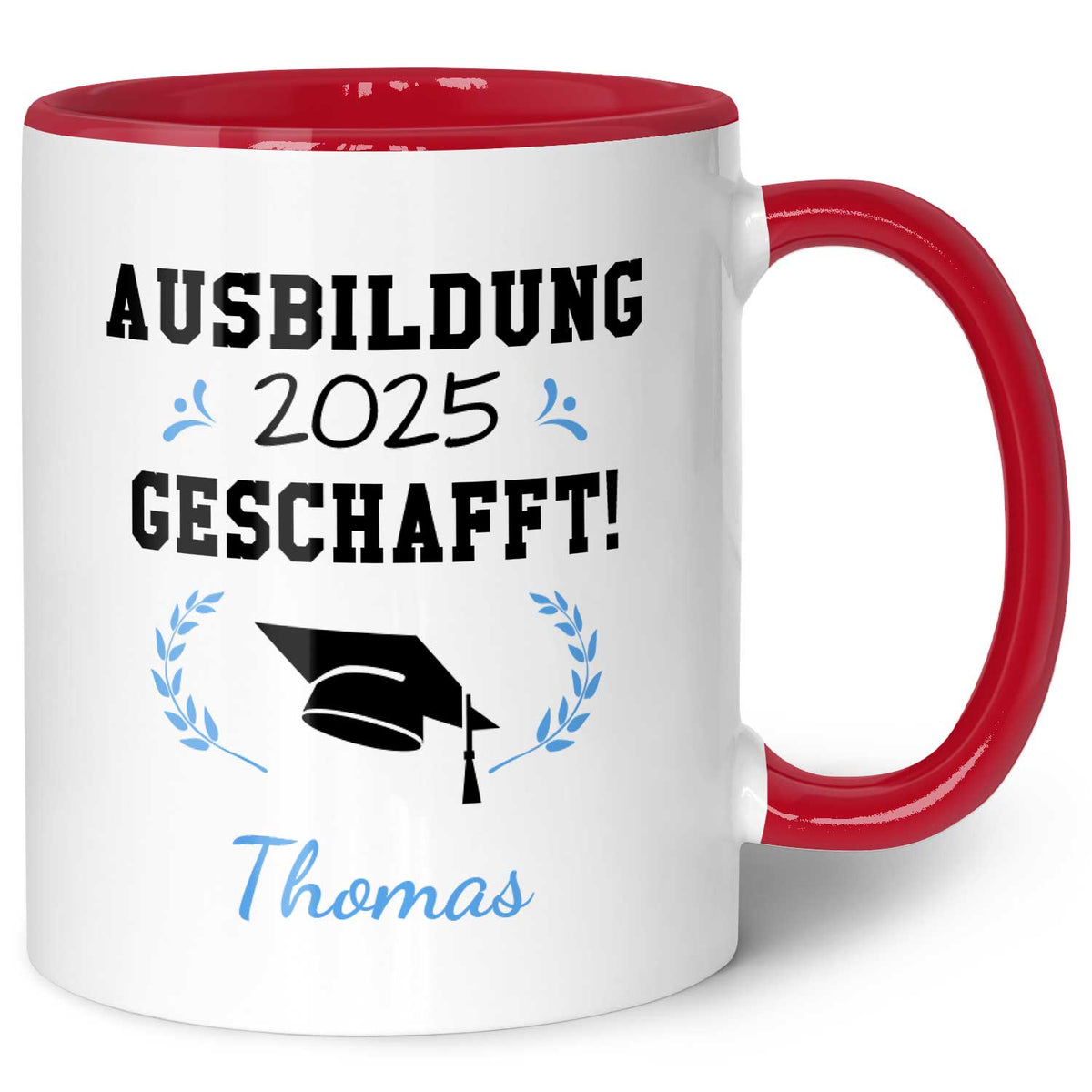 Bedruckte Tasse mit Spruch - Examen - Personalisiert mit Namen