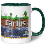 Bedruckte Tasse mit "Pixelerde" Motiv