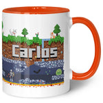 Bedruckte Tasse mit "Pixelerde" Motiv