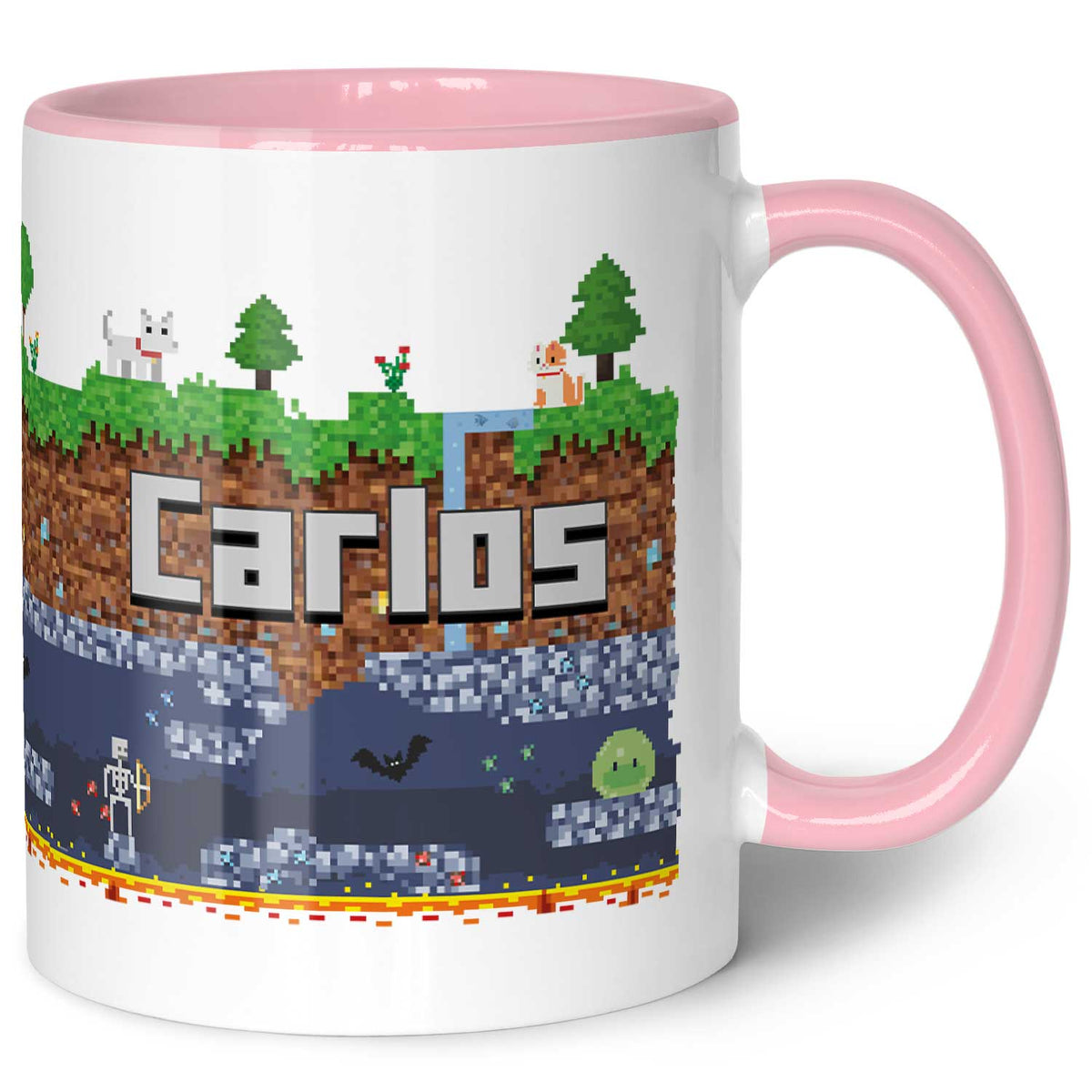 Bedruckte Tasse mit "Pixelerde" Motiv
