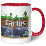 Bedruckte Tasse mit "Pixelerde" Motiv