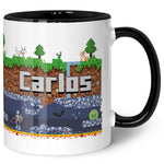 Bedruckte Tasse mit "Pixelerde" Motiv