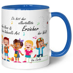 Bedruckte Tasse mit Spruch für Erzieher/in zum Abschied