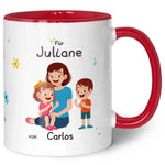 Bedruckte Tasse mit Spruch Hinter jedem glücklichen Kind