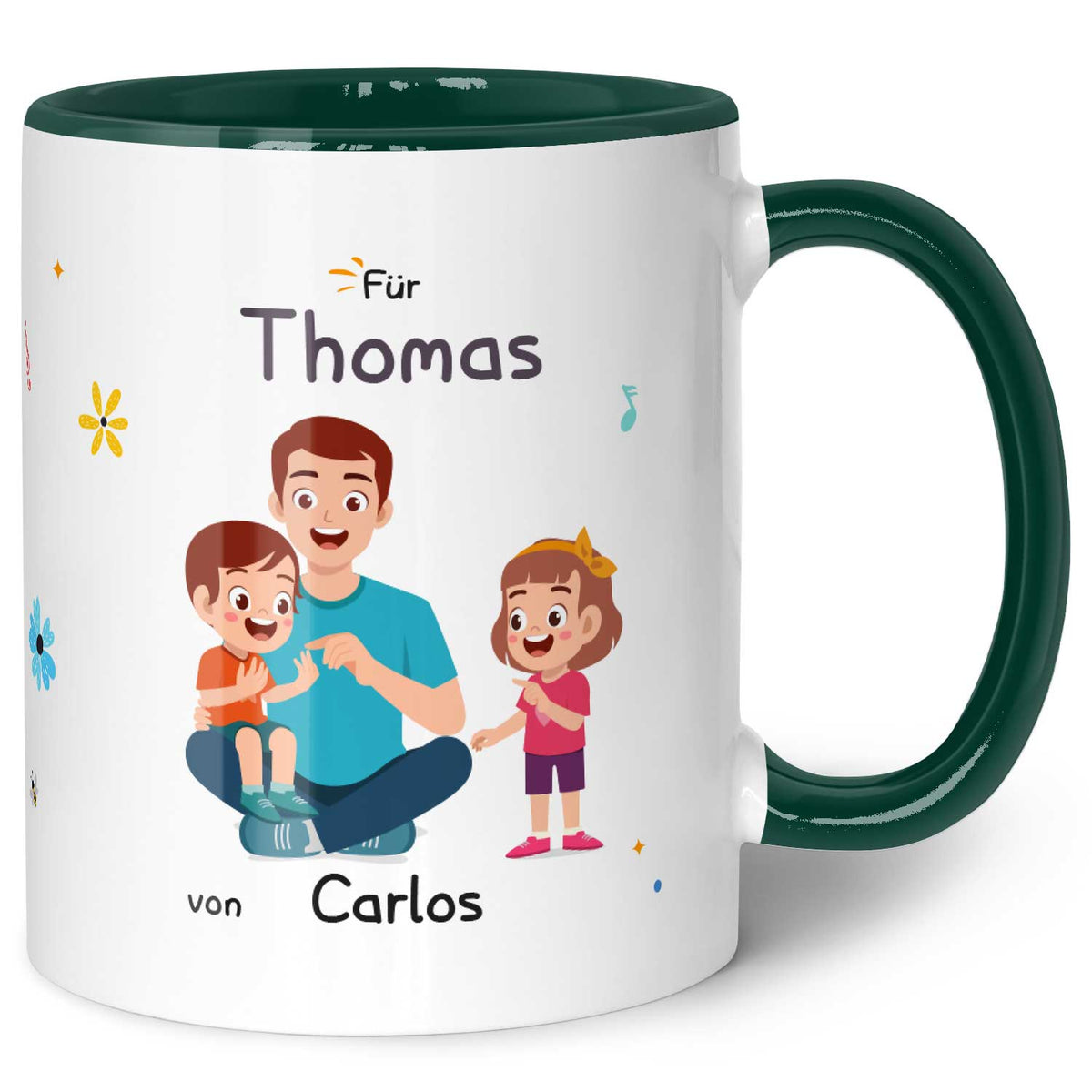 Bedruckte Tasse mit Spruch Hinter jedem glücklichen Kind
