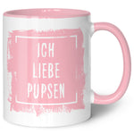 Bedruckte Tasse mit Spruch - "Ich Liebe Pupsen"