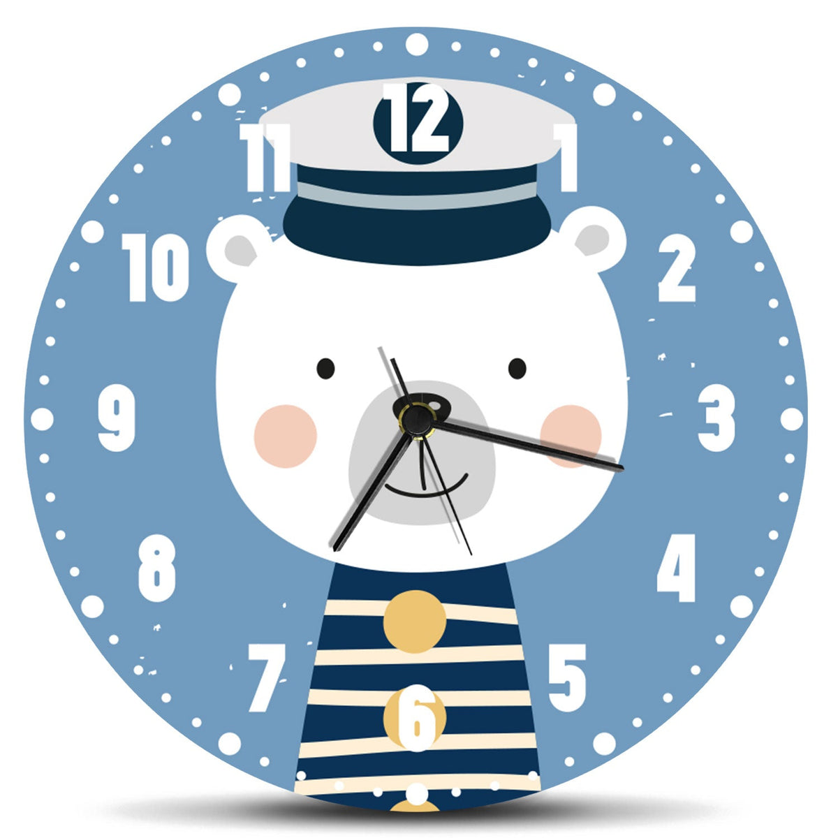 Wanduhr für Kinder im Eisbär Design - mit UV Druck