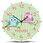 Wanduhr Kinder Eule mit Namen - mit UV Druck