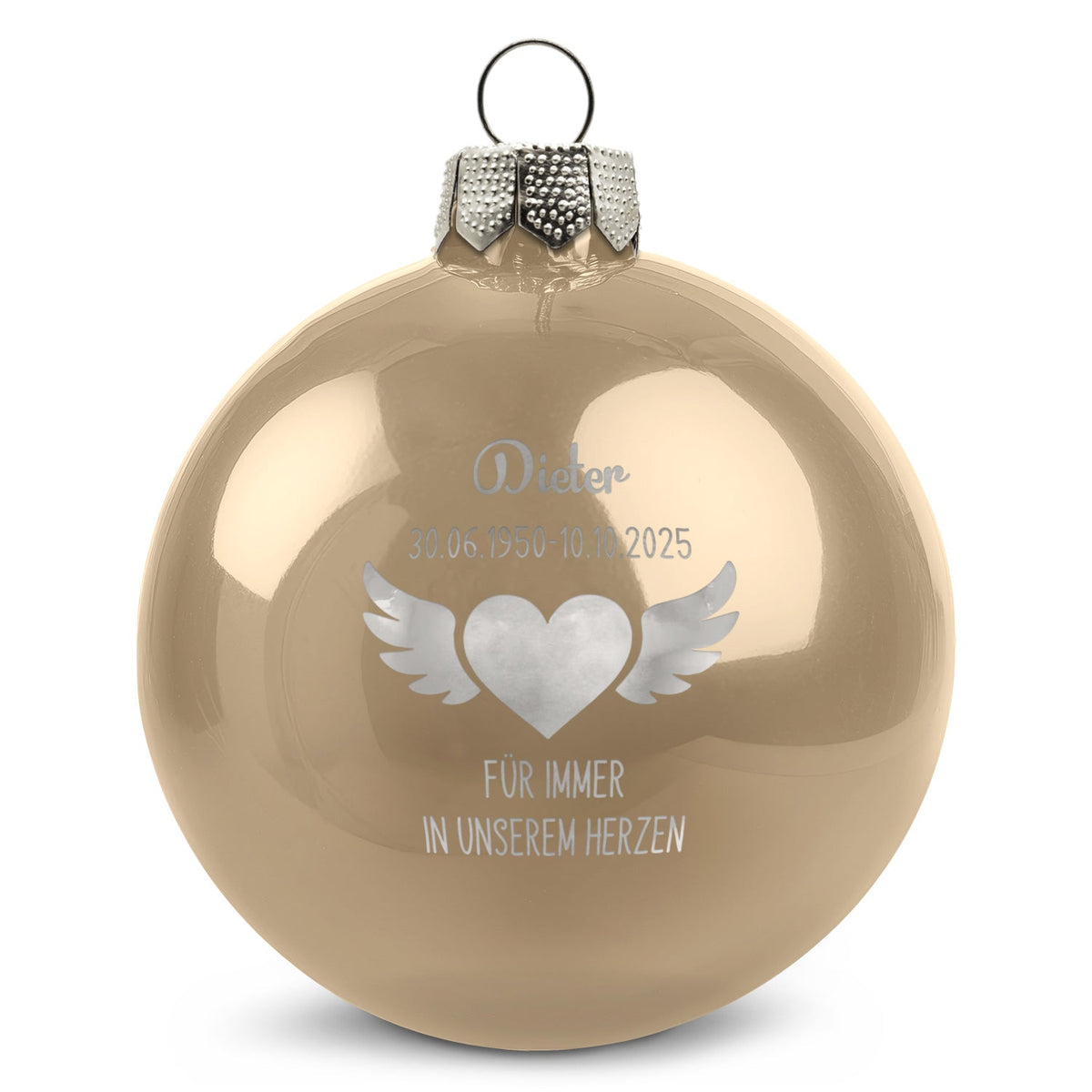 Gravierte Weihnachtskugel - Flügelherz