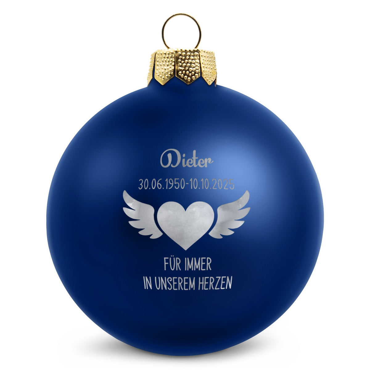 Gravierte Weihnachtskugel - Flügelherz