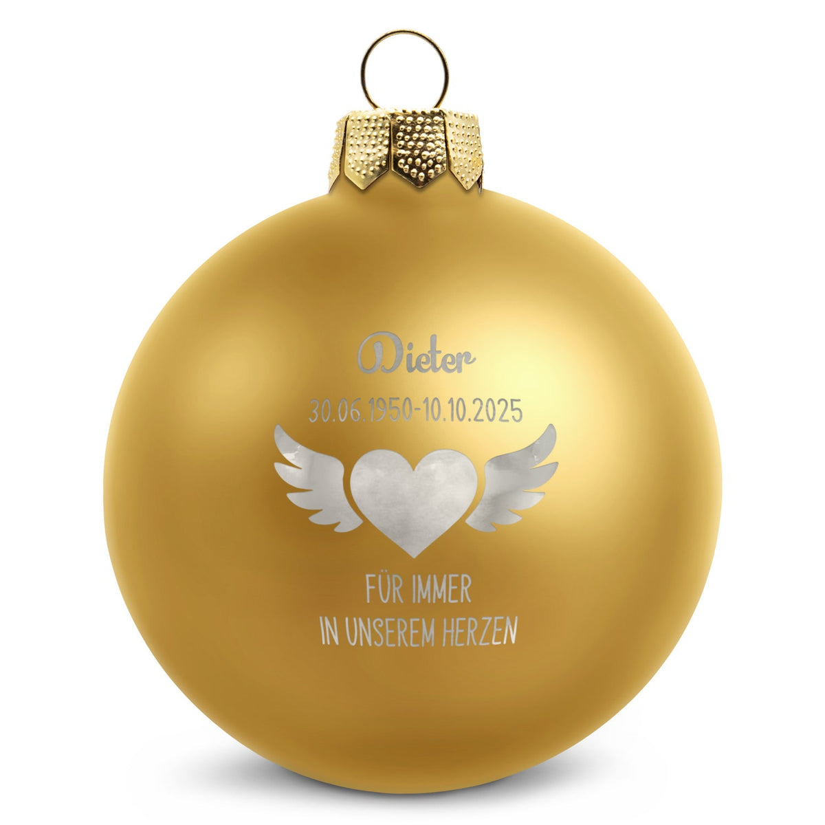 Gravierte Weihnachtskugel - Flügelherz