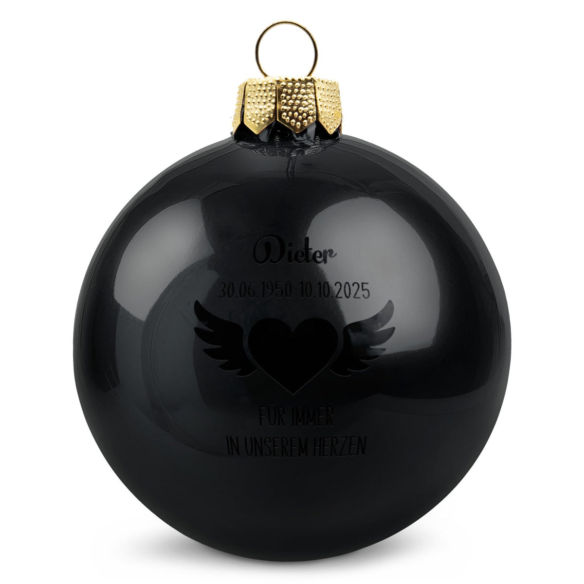 Gravierte Weihnachtskugel - Flügelherz