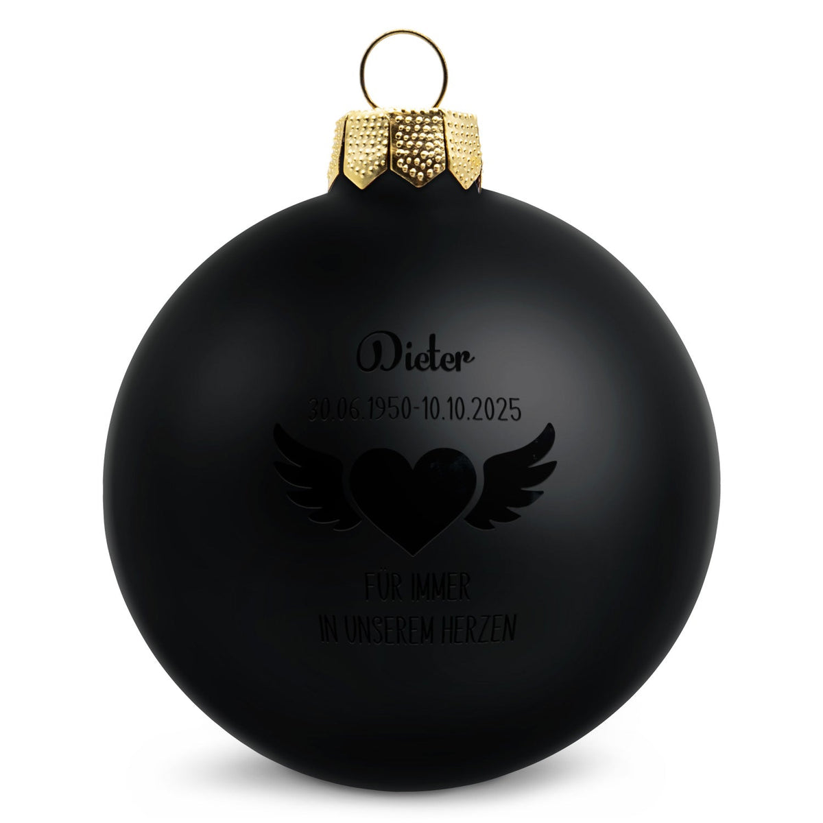 Gravierte Weihnachtskugel - Flügelherz