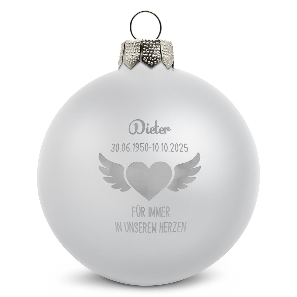 Gravierte Weihnachtskugel - Flügelherz