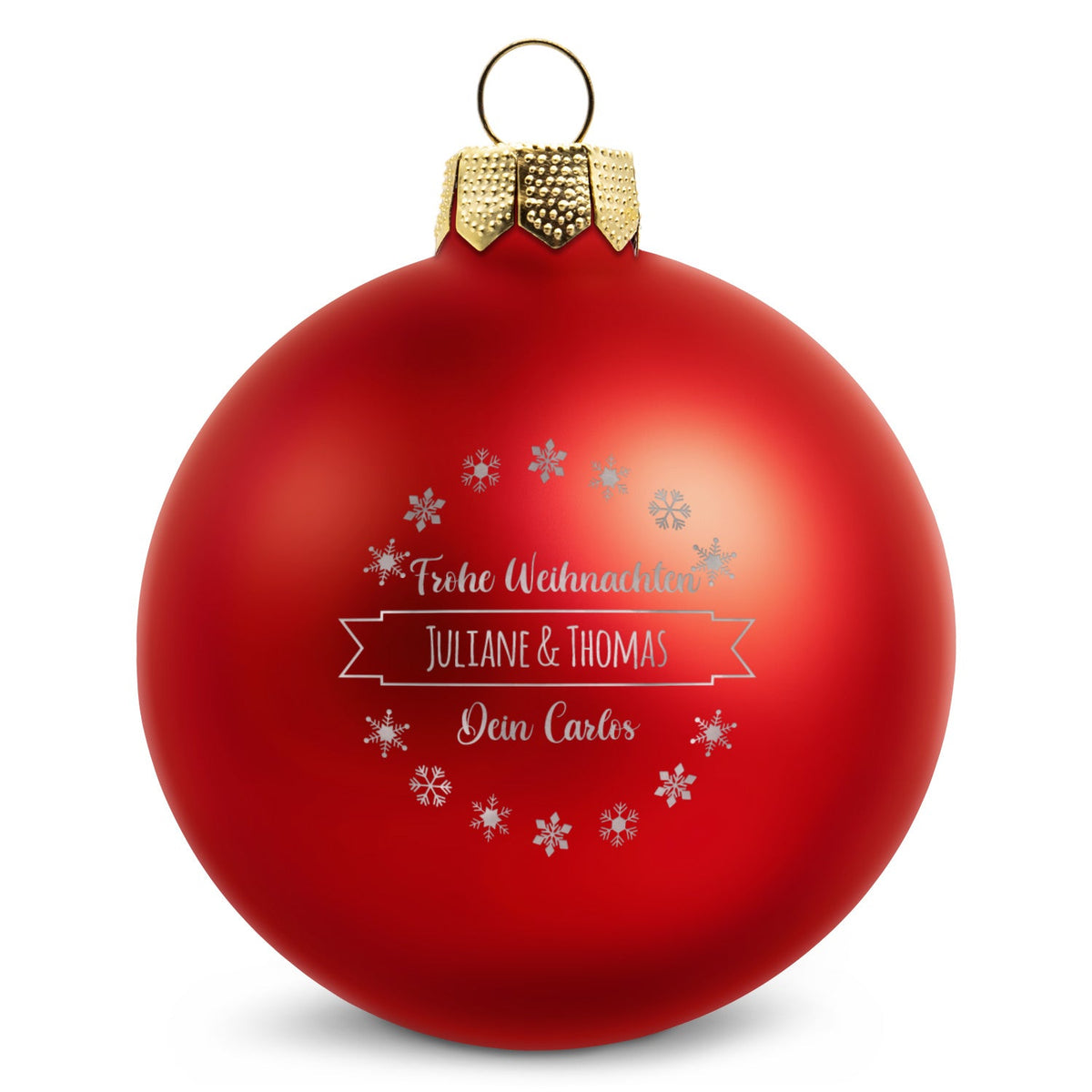 Gravierte Weihnachtskugel mit Wunschtext