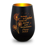 Deko Windlicht aus Glas mit Gravur - Pusteblumen - Personalisiert mit Namen & Datum