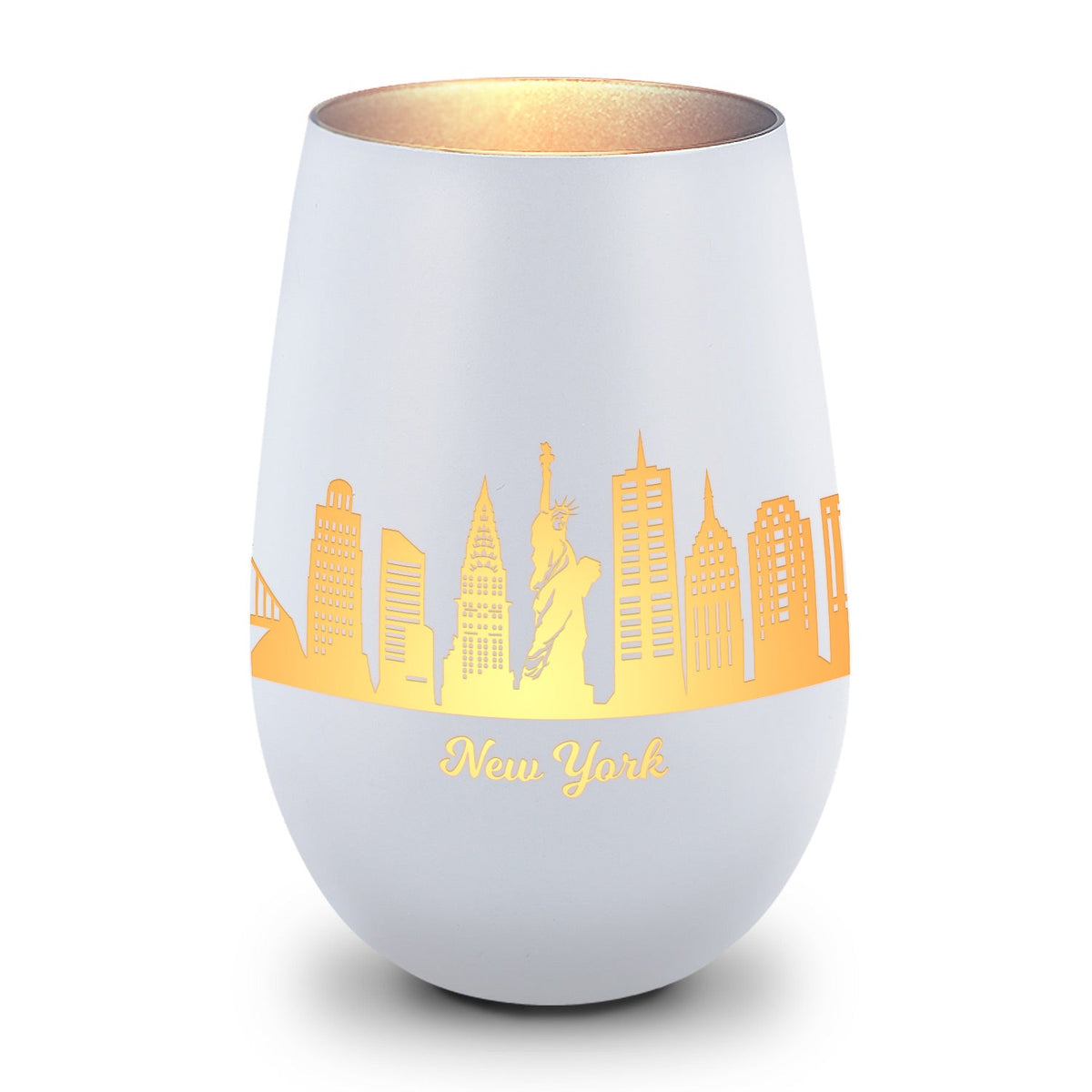 Deko Windlicht aus Glas mit Gravur - Skyline New York