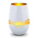 Deko Windlicht aus Glas mit Gravur - Skyline Gladbach