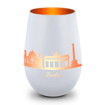 Deko Windlicht aus Glas mit Gravur - Skyline Berlin