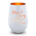 Deko Windlicht aus Glas mit Gravur - Die große Liebe - Personalisiert mit Name und Datum