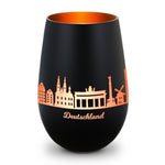 Deko Windlicht aus Glas mit Gravur - Skyline Deutschland