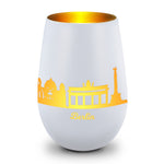 Deko Windlicht aus Glas mit Gravur - Skyline Berlin