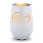 Deko Windlicht aus Glas mit Gravur - Merci dass es Dich gibt - Beidseitig graviertes Herzmotiv