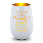 Deko Windlicht aus Glas mit Gravur - Glück ist eine Freundin wie Dich zu haben - Personalisiert mit