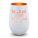 Deko Windlicht aus Glas mit Gravur - Ich will dich für den Rest meines Lebens
