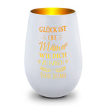 Deko Windlicht aus Glas mit Gravur - Glück ist eine Mama wie Dich zu haben - Personalisiert mit Name