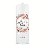 Große Kerze "Floral White" - Hochzeitskerze mit Namen, Datum & Wunschtext