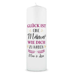 Große Kerze "Glück ist eine Mama" mit Namen - Geschenk für Mama zum Muttertag