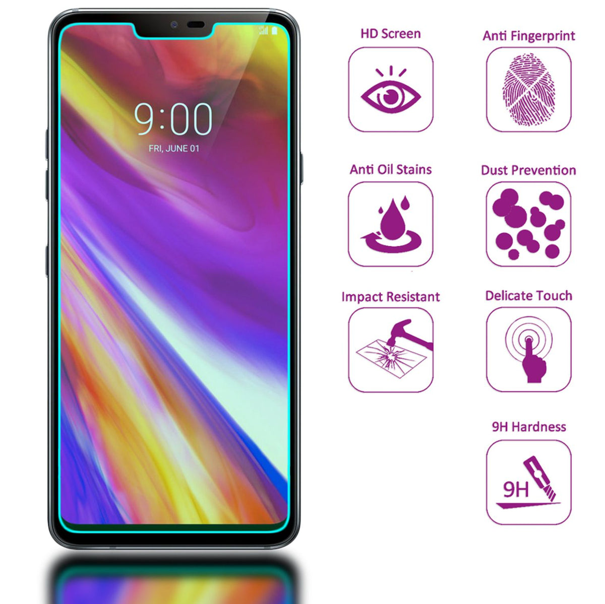 NALIA (2-Pack) Schutzglas kompatibel mit LG G7 ThinQ, 9H Cover Display Schutz Glas-Folie, Dünne Handy Schutzfolie Bildschirm-Abdeckung, Schutz-Film Screen Protector Tempered Glass - Transparent