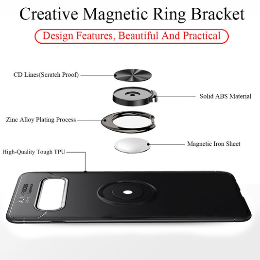 NALIA Ring Hülle kompatibel mit Samsung Galaxy S10 Plus, Schutzhülle Cover magnetische Silikon Handyhülle für KFZ-Halterung 360-Grad Finger-Halter, Dünnes Case Ständer Slim Etui Bumper