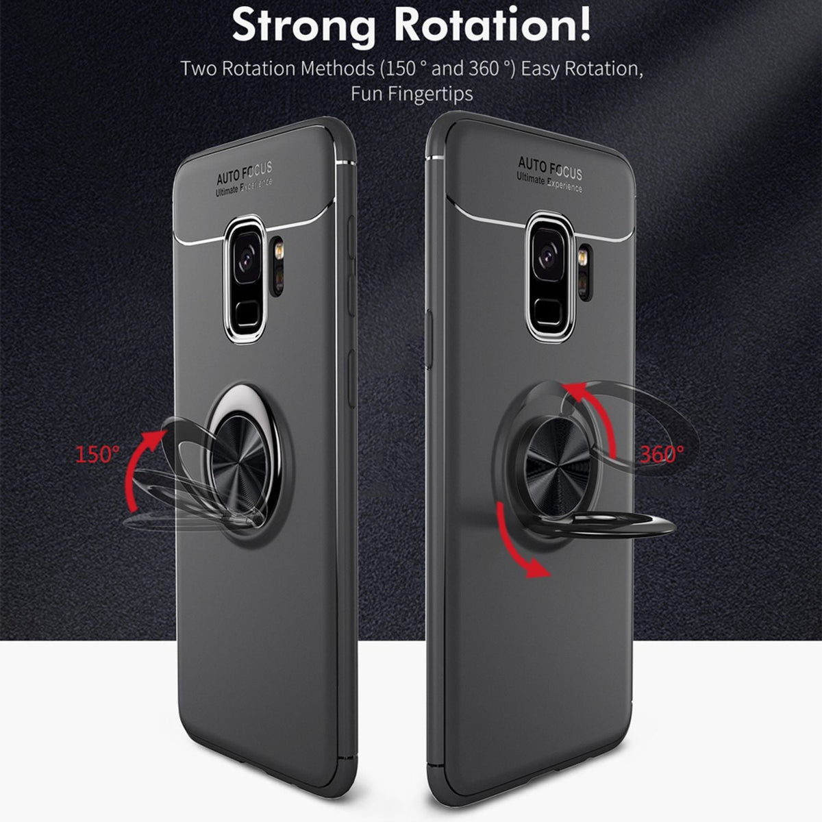 NALIA Ringhülle für Samsung Galaxy S9 – Ring-Ständer 360° & für Magnet-Halter – GRIP360 (Mattiertes Silikon Case) – Marke aus Berlin