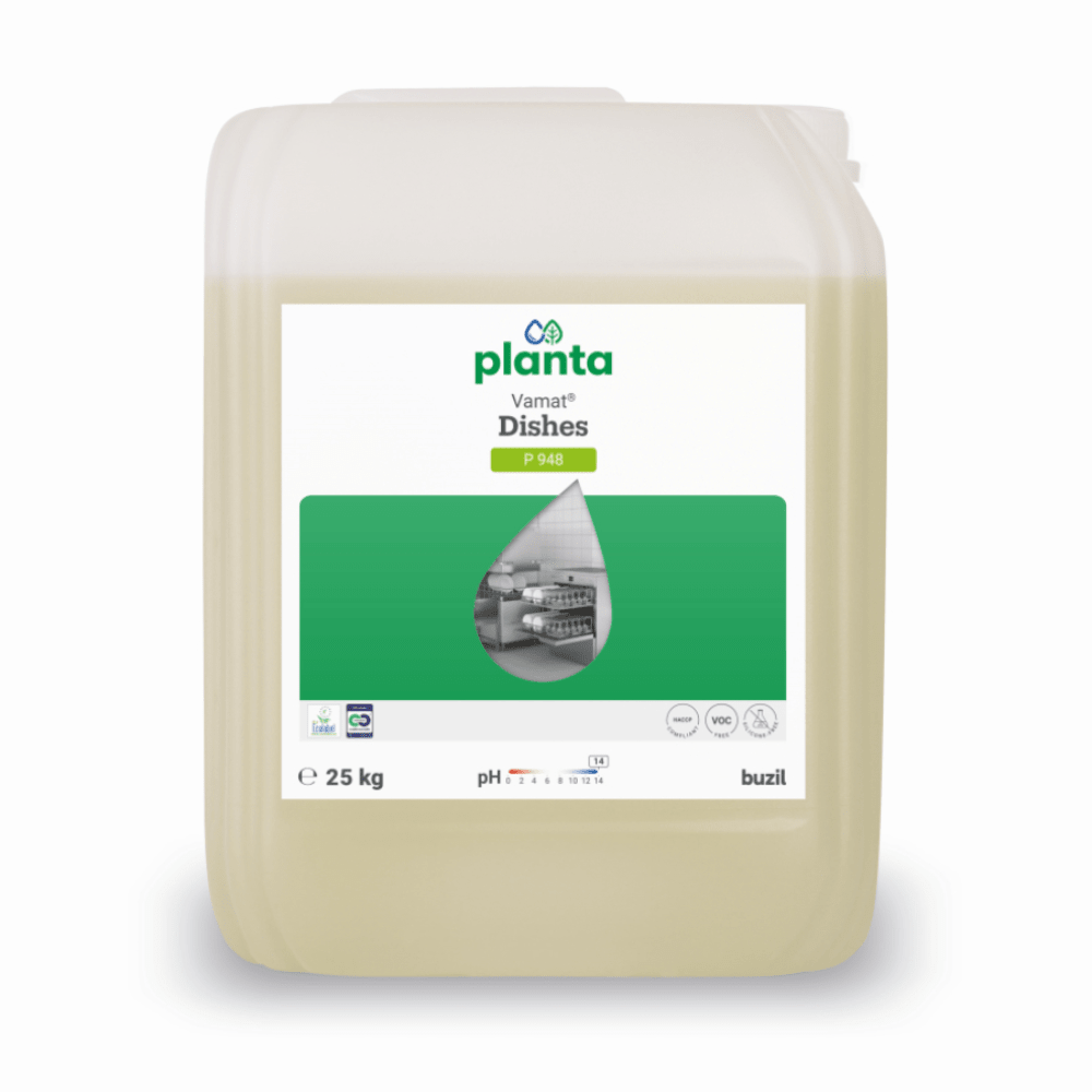 Vamat® Dishes P948 Ökologischer, flüssiger Glas- und Geschirrspülreiniger, alkalisch
